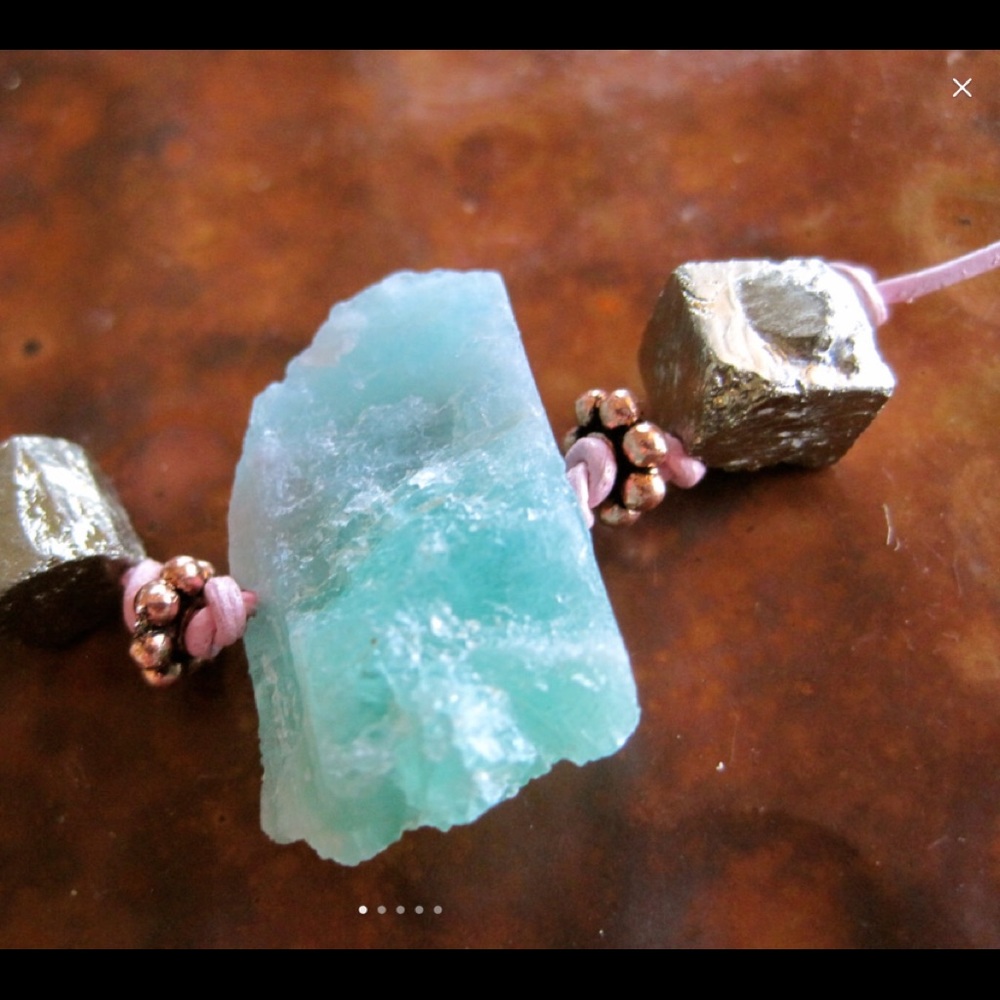 Paraiba tourmaline & pyrite necklace. OOAK